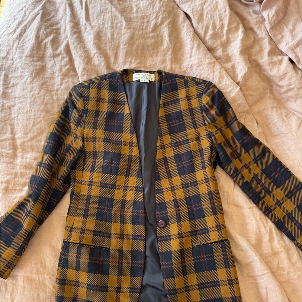 Plaid Women's Jacket in Brown and Navy